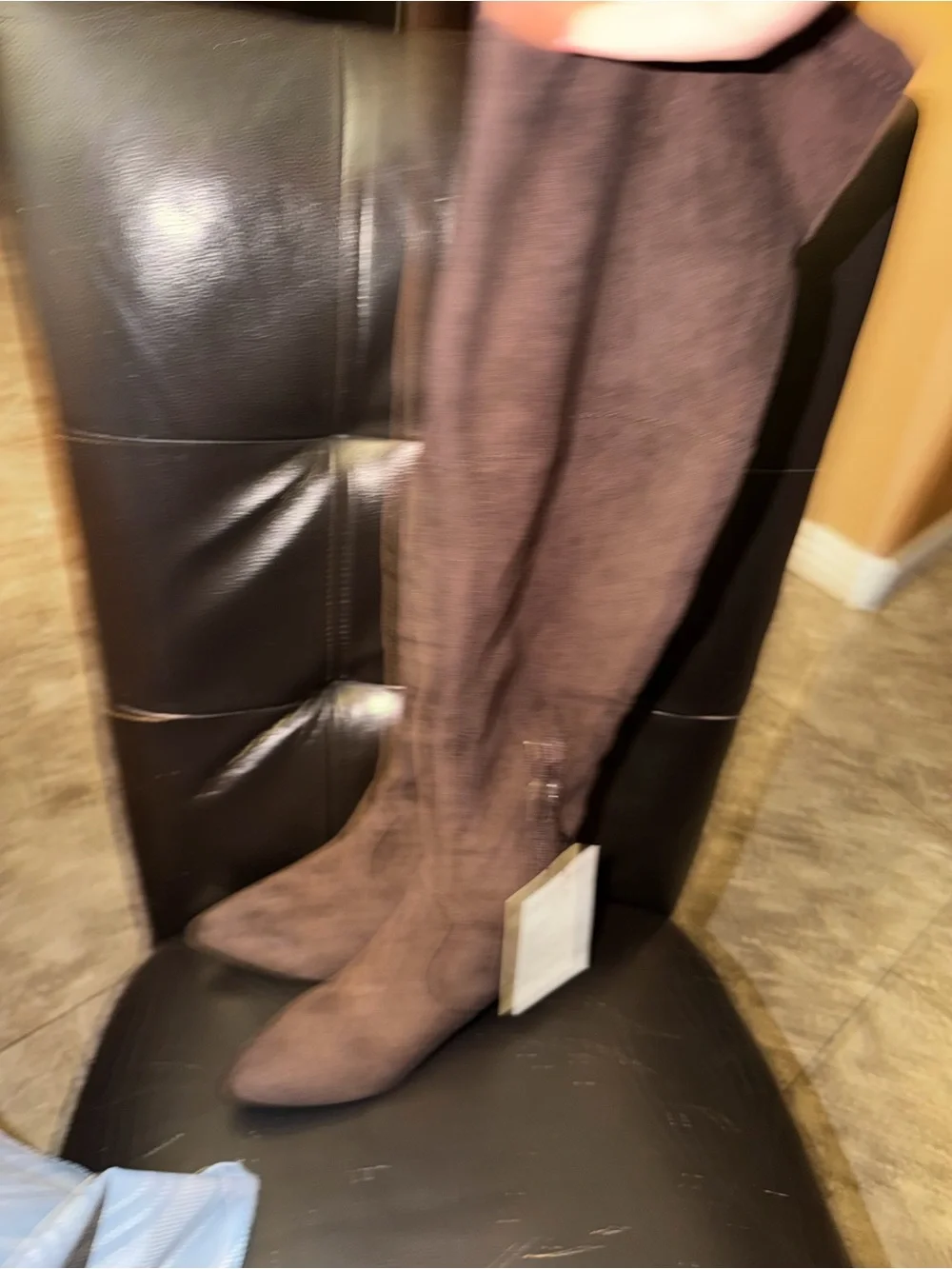 Over-the-Knee Suede Boots in Dark Brown with Side Zip